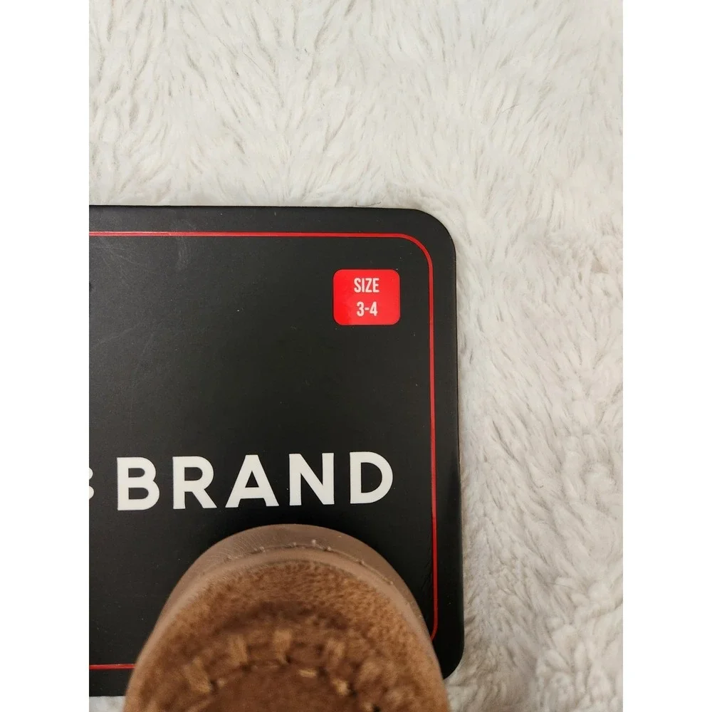 Lucky Brand Toddler Slipper Moccasins Memory Foam Tan Faux Suede Size‎ 3-4 NEW